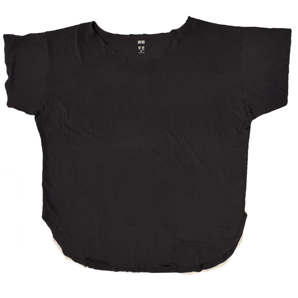 Uniqlo Airism Black V-Neck Women's Short Sleeve Tunic Top, size XXL